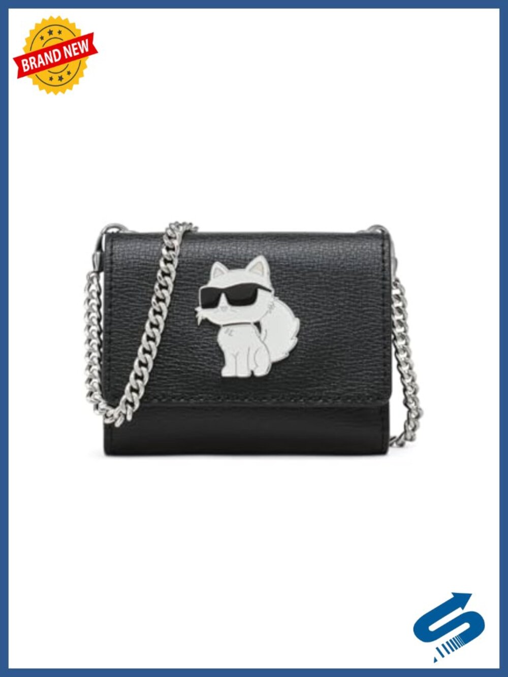 Leather Wallet Crossbody on a Chain with Snap Closure